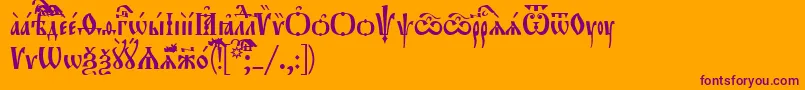 Orthodox.TtUcs8Tight-Schriftart – Violette Schriften auf orangefarbenem Hintergrund