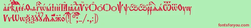 Orthodox.TtUcs8Tight-fontti – punaiset fontit vihreällä taustalla