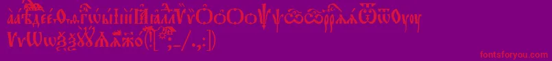 フォントOrthodox.TtUcs8Tight – 紫の背景に赤い文字