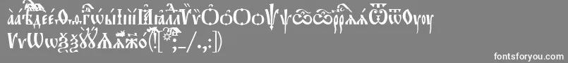 Orthodox.TtUcs8Tight-Schriftart – Weiße Schriften auf grauem Hintergrund