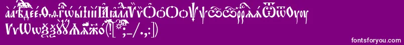 Orthodox.TtUcs8Tight-Schriftart – Weiße Schriften auf violettem Hintergrund