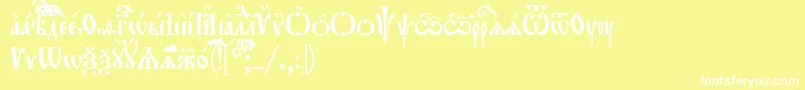 フォントOrthodox.TtUcs8Tight – 黄色い背景に白い文字