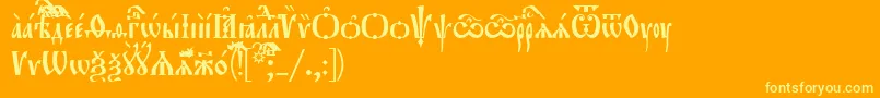 Шрифт Orthodox.TtUcs8Tight – жёлтые шрифты на оранжевом фоне