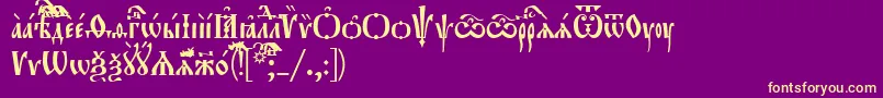 フォントOrthodox.TtUcs8Tight – 紫の背景に黄色のフォント
