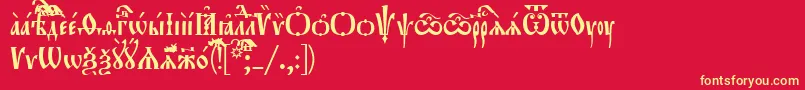 Orthodox.TtUcs8Tight-fontti – keltaiset fontit punaisella taustalla