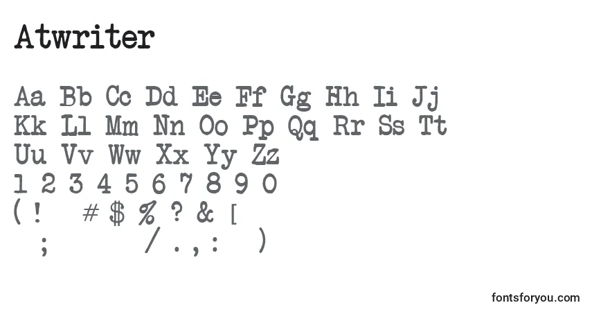 Fuente Atwriter - alfabeto, números, caracteres especiales