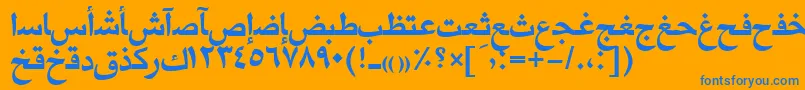 Czcionka MariamttBold – niebieskie czcionki na pomarańczowym tle