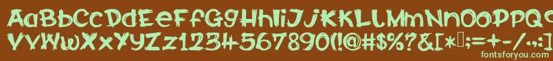 フォントCalabarFirewood – 緑色の文字が茶色の背景にあります。