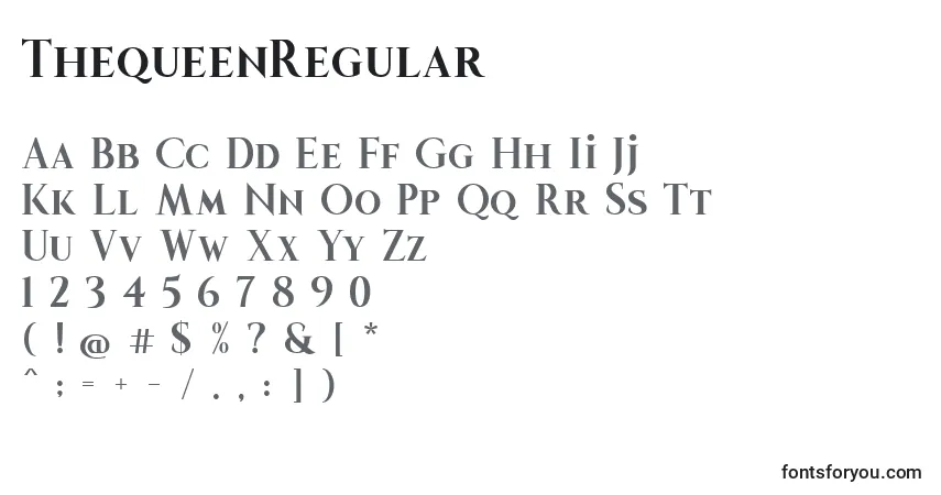 Шрифт ThequeenRegular – алфавит, цифры, специальные символы