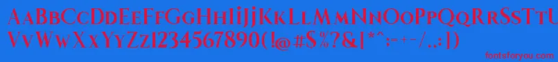 ThequeenRegular Font – Red Fonts on Blue Background