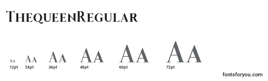 Размеры шрифта ThequeenRegular