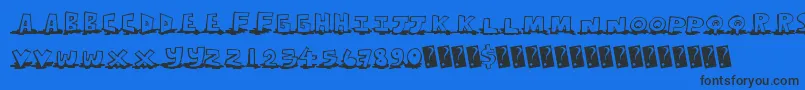 Leakingtype-Schriftart – Schwarze Schriften auf blauem Hintergrund