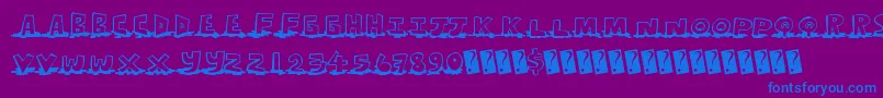 Leakingtype-Schriftart – Blaue Schriften auf violettem Hintergrund