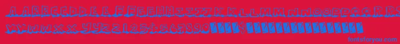 Leakingtype Font – Blue Fonts on Red Background