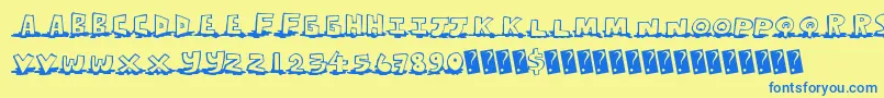 Leakingtype Font – Blue Fonts on Yellow Background