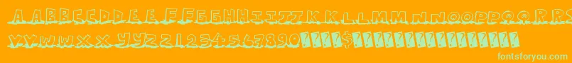 Leakingtype Font – Green Fonts on Orange Background