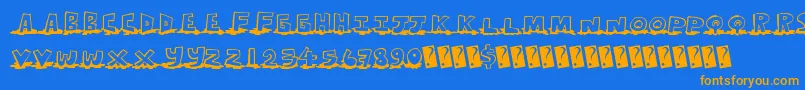 Leakingtype Font – Orange Fonts on Blue Background