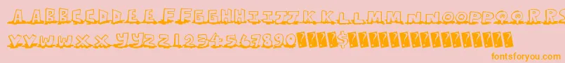 Leakingtype-Schriftart – Orangefarbene Schriften auf rosa Hintergrund