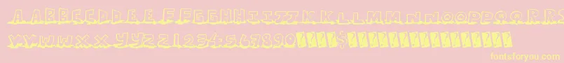 Leakingtype Font – Yellow Fonts on Pink Background