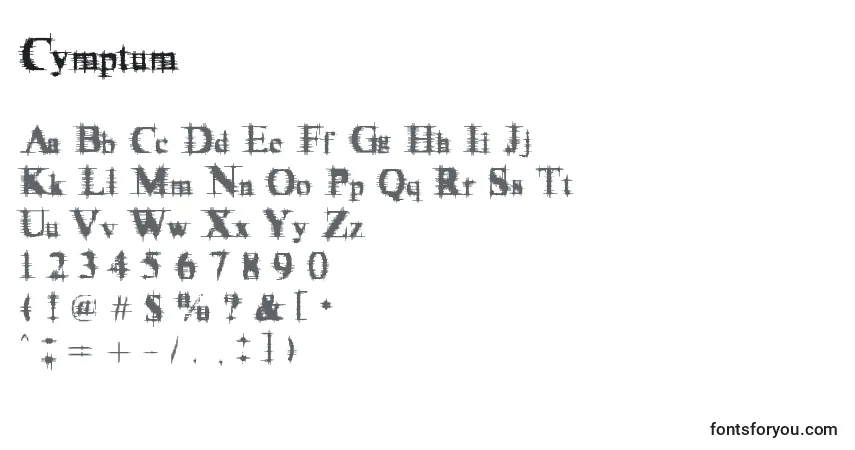 Cymptum-fontti – aakkoset, numerot, erikoismerkit