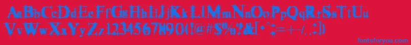 フォントCymptum – 赤い背景に青い文字