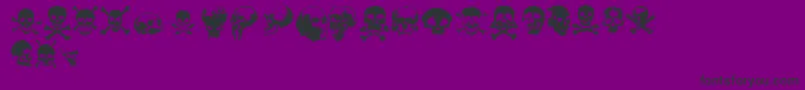 Totenkopf-Schriftart – Schwarze Schriften auf violettem Hintergrund