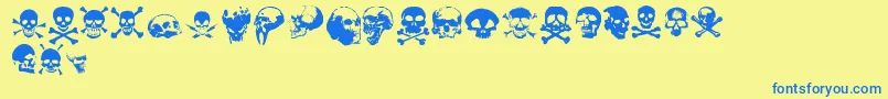 Totenkopf Font – Blue Fonts on Yellow Background