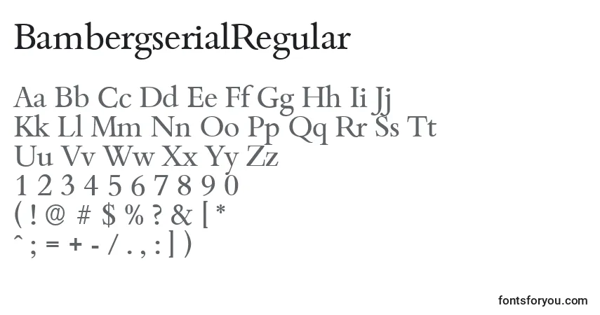 BambergserialRegularフォント–アルファベット、数字、特殊文字
