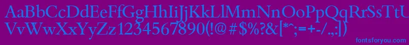 BambergserialRegular-fontti – siniset fontit violetilla taustalla