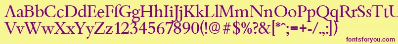 BambergserialRegular-fontti – violetit fontit keltaisella taustalla