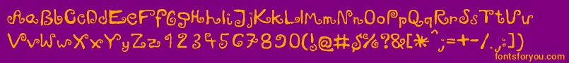 Zawijasy-Schriftart – Orangefarbene Schriften auf violettem Hintergrund