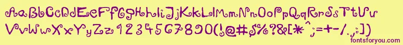 Zawijasy Font – Purple Fonts on Yellow Background