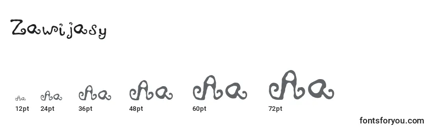 Размеры шрифта Zawijasy
