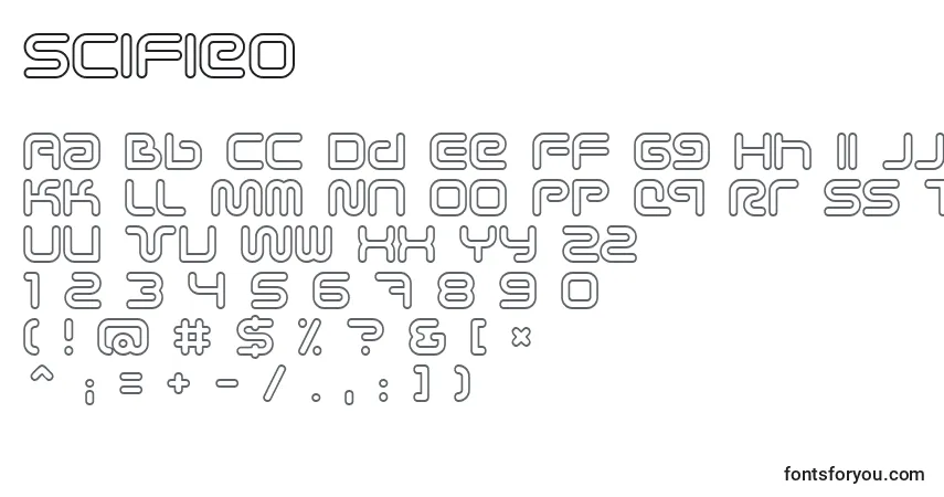 Czcionka Scifieo – alfabet, cyfry, specjalne znaki