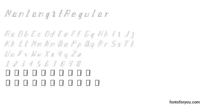 A fonte ManlangitRegular – alfabeto, números, caracteres especiais