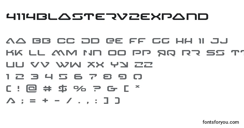 Czcionka 4114blasterv2expand – alfabet, cyfry, specjalne znaki
