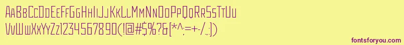 Czcionka RodchenkoCondensedLight – fioletowe czcionki na żółtym tle
