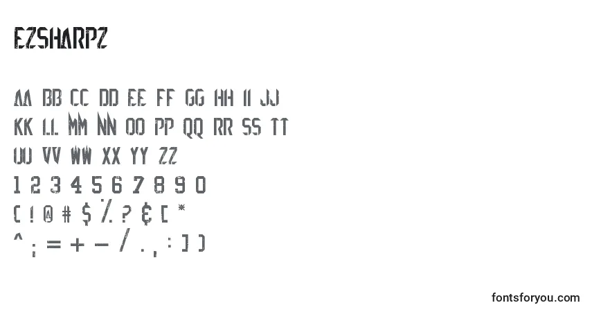 A fonte EzSharpz – alfabeto, números, caracteres especiais