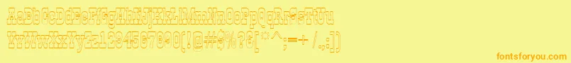 GildiaotlRegular-Schriftart – Orangefarbene Schriften auf gelbem Hintergrund