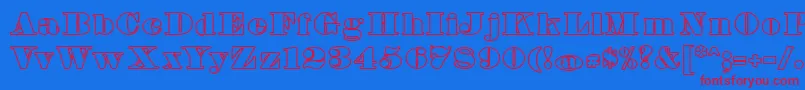 FetteBauerscheAntiquaUnz1Hollow-Schriftart – Rote Schriften auf blauem Hintergrund