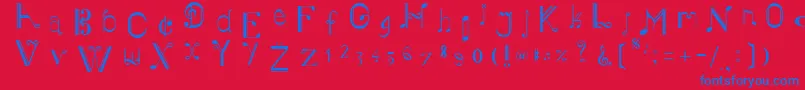 MusikerSingle Font – Blue Fonts on Red Background