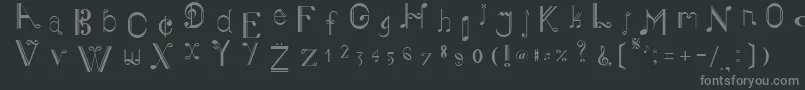 Fonte MusikerSingle – fontes cinzas em um fundo preto