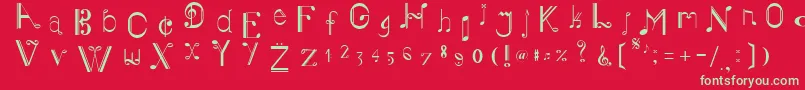 MusikerSingle Font – Green Fonts on Red Background