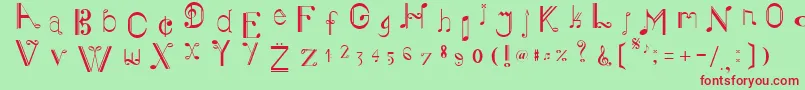 MusikerSingle-Schriftart – Rote Schriften auf grünem Hintergrund