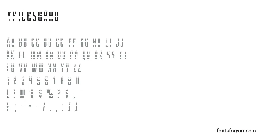 Czcionka Yfilesgrad – alfabet, cyfry, specjalne znaki