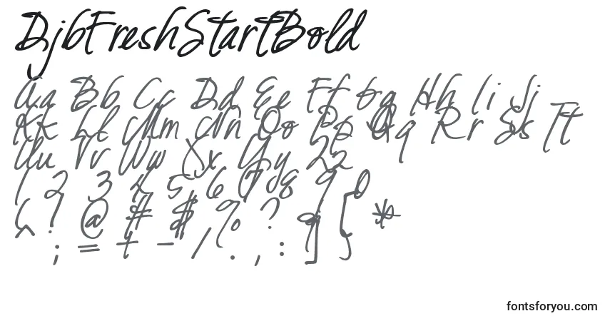 A fonte DjbFreshStartBold – alfabeto, números, caracteres especiais