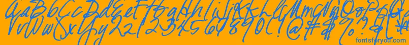 DjbFreshStartBold-Schriftart – Blaue Schriften auf orangefarbenem Hintergrund