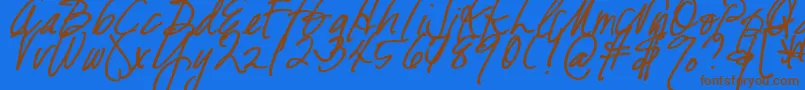 DjbFreshStartBold Font – Brown Fonts on Blue Background
