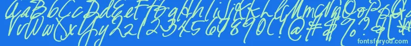 DjbFreshStartBold Font – Green Fonts on Blue Background