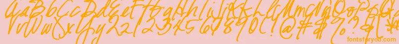 DjbFreshStartBold-Schriftart – Orangefarbene Schriften auf rosa Hintergrund